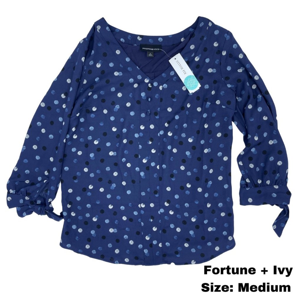 FORTUNE + IVY Collyn Mixed Material Blouse - Stitch Fix